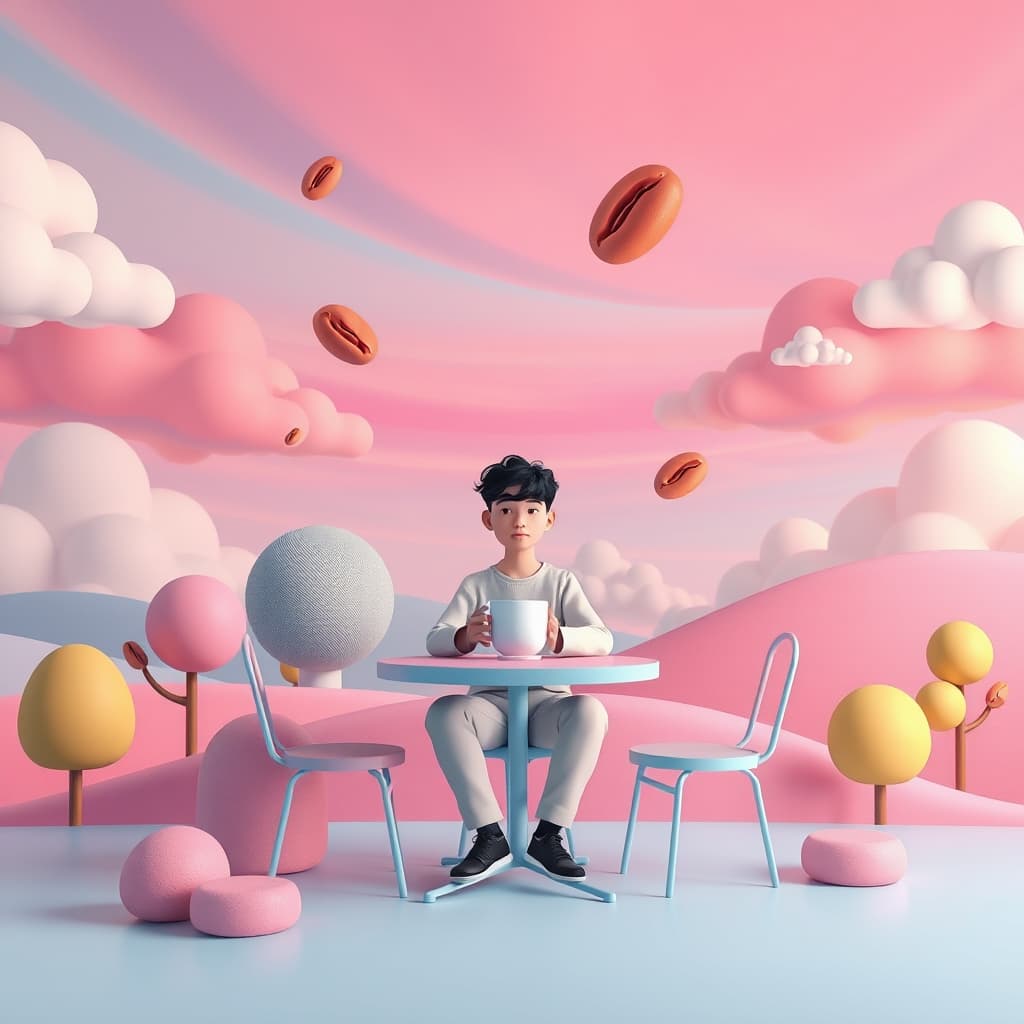 Abstracte 3D illustratie met een dynamische compositie.