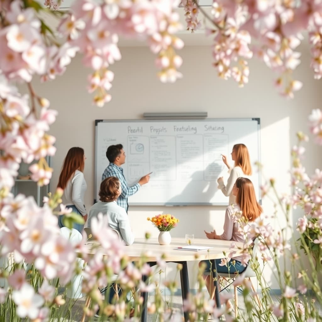 Bloemen kader kunst met lente en bloemrijke elementen