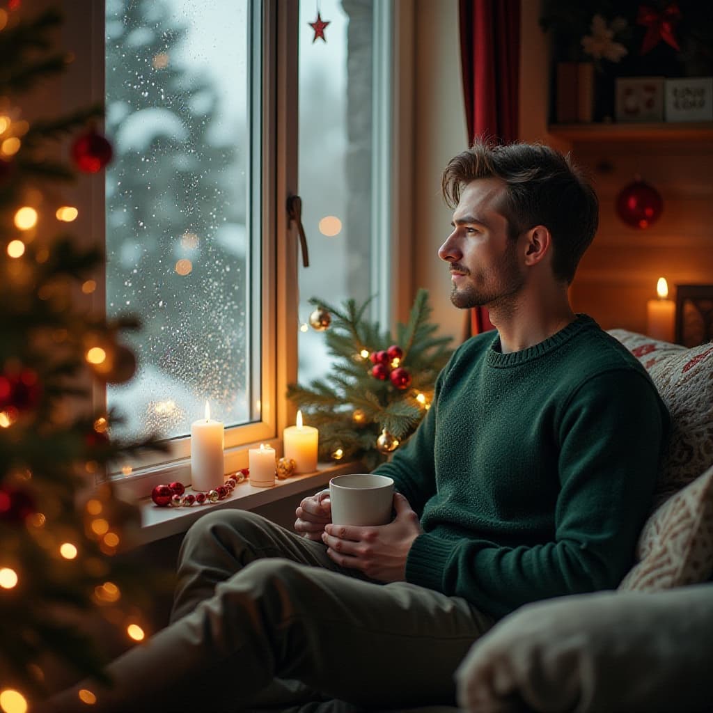 Dromerige blik uit het raam terwijl winterlicht de kamer vult