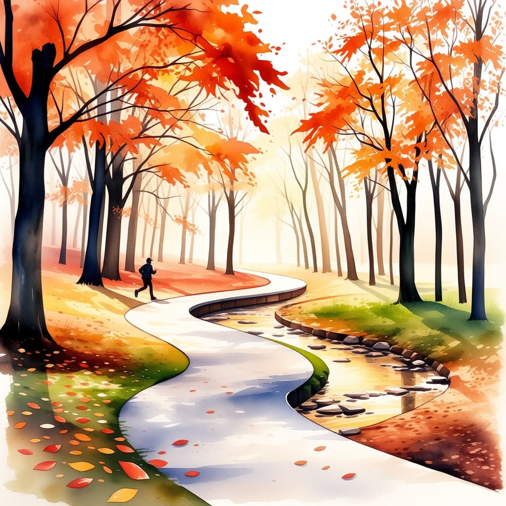 Herfstlandschap met vallende bladeren