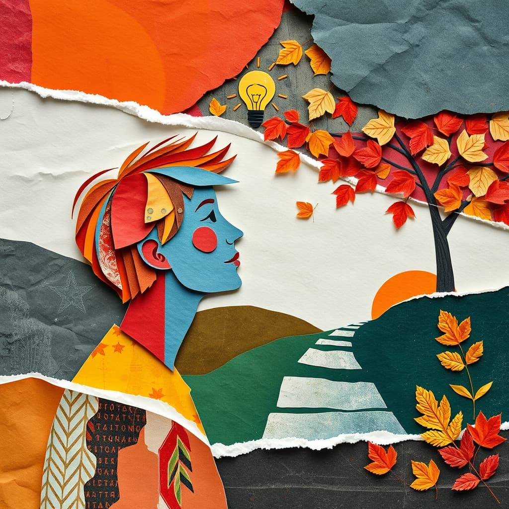 Herfstlandschap met oranje en rode bomen