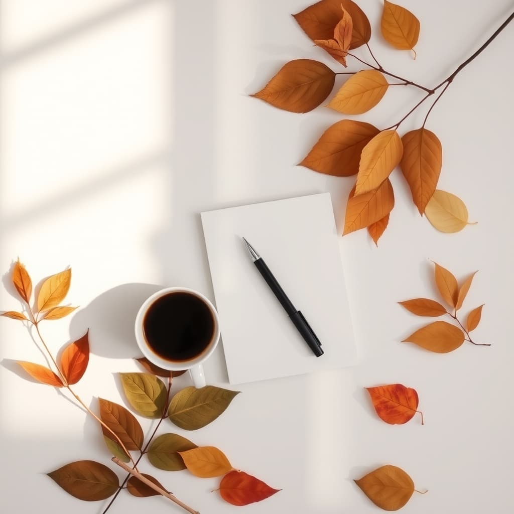 Herfstlandschap met mist en warme kleuren