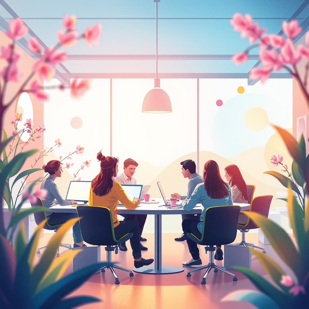 Lente kunst met bloemen en groen compositie