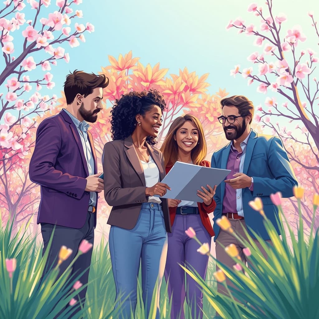 Lenteseizoen stijl met bloemen en groen uitstraling