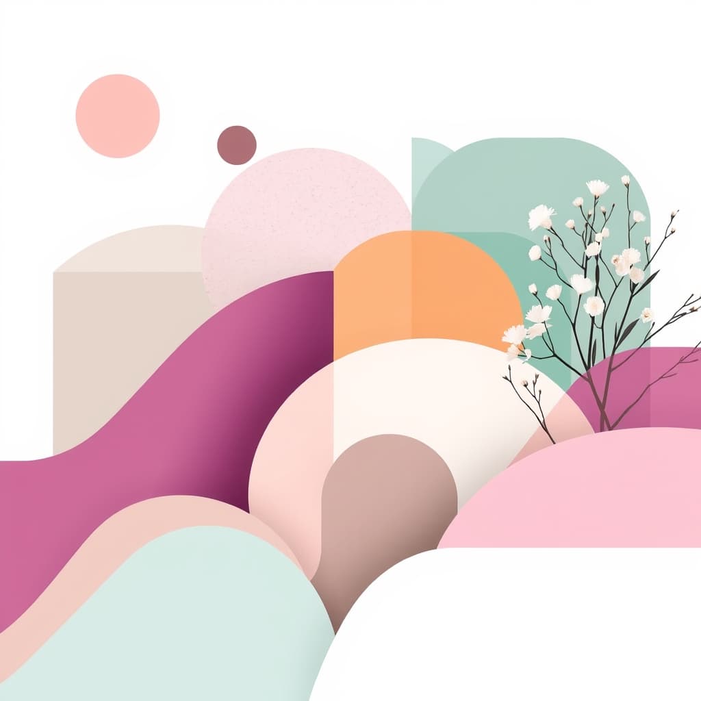 Lente kunst met bloemen en groen elementen