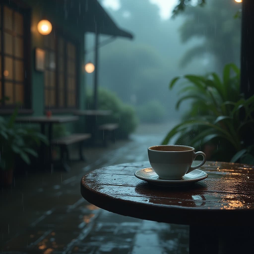 Natte herfstlandschap met donkere tinten