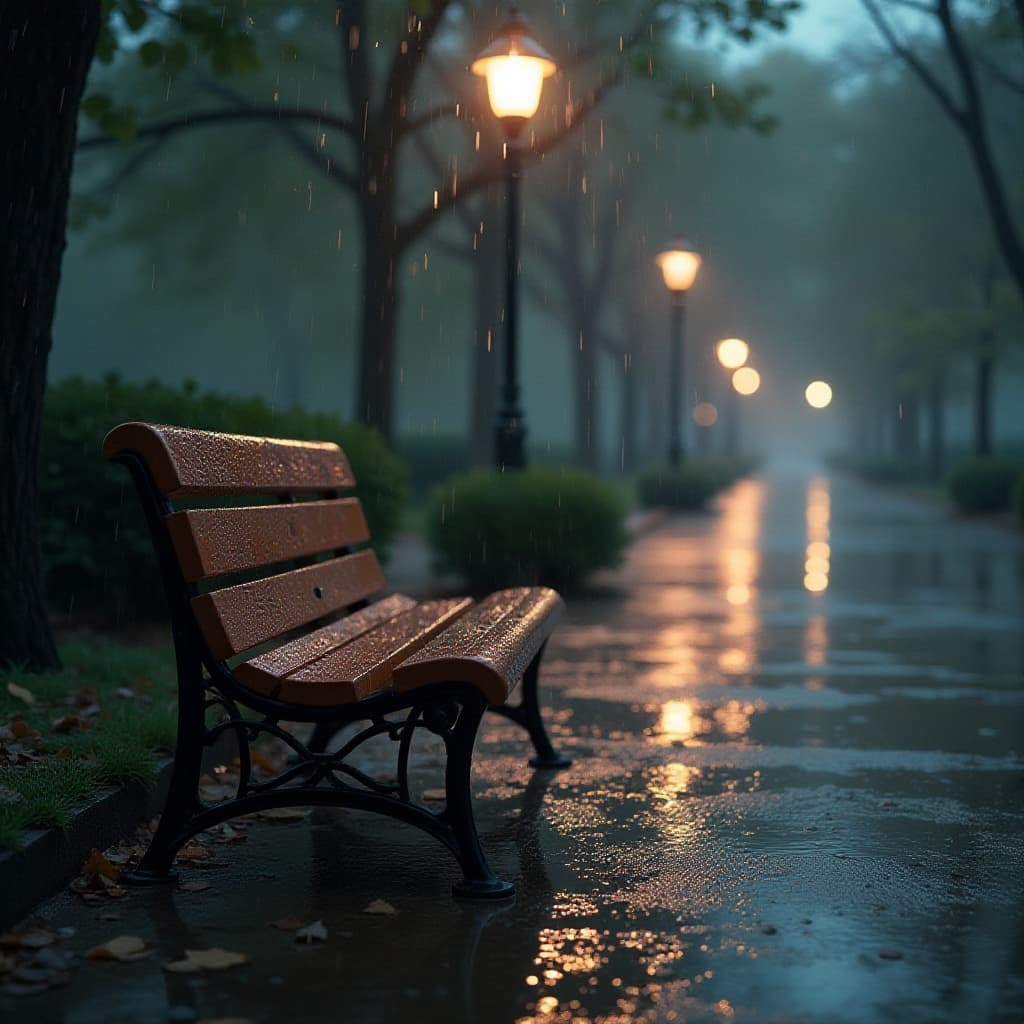 Donkere herfstlandschap met natte elementen