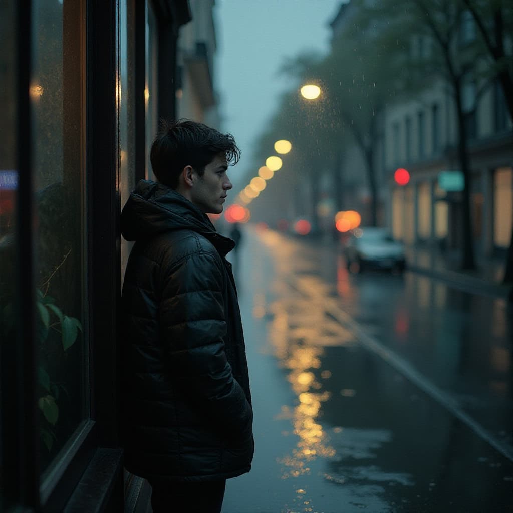 Donkere herfstnatuur met natte sfeer