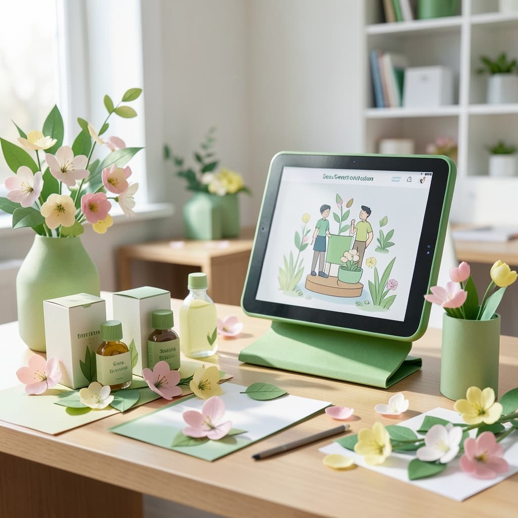 Papieren bloei compositie voor een creatieve webshop campagne