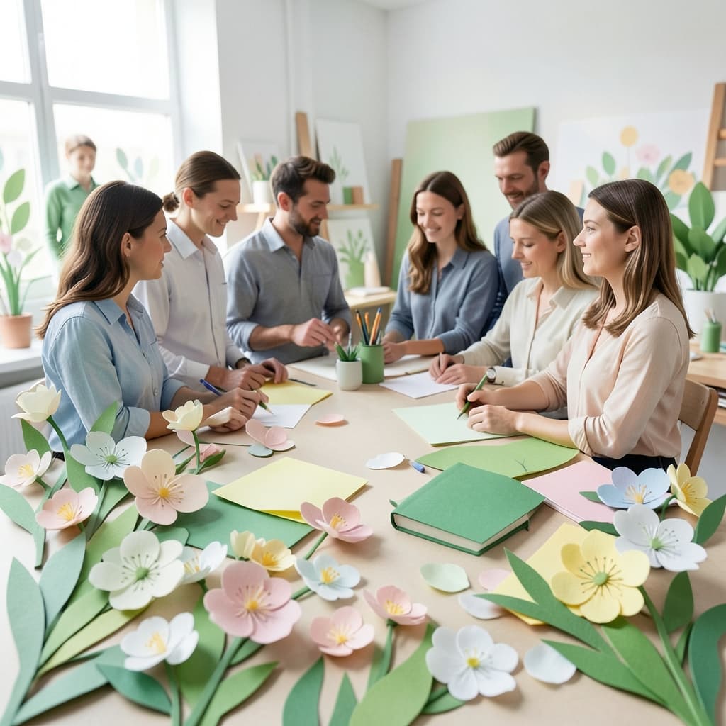 Papieren bloei stijl voor een merkgerichte werkplek scène