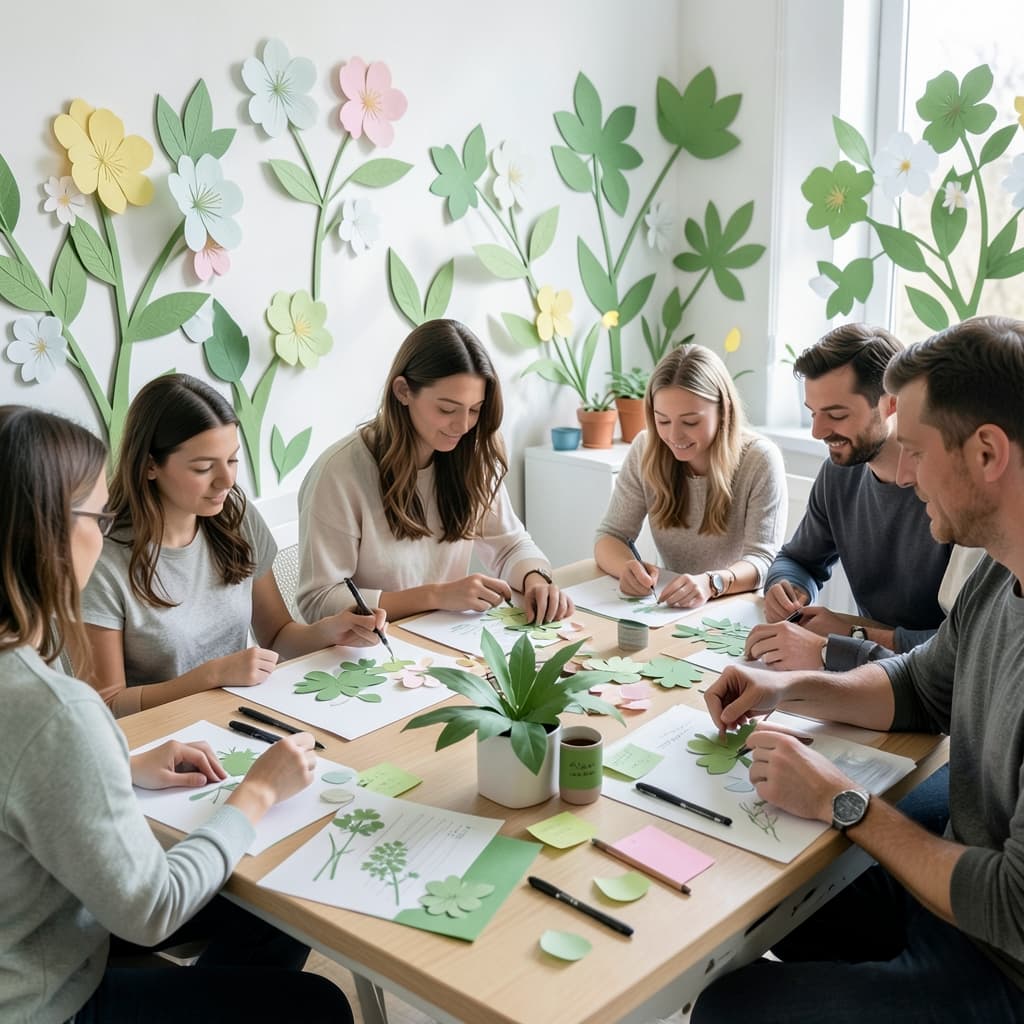 Papieren bloei beeld voor workshops en creatieve diensten