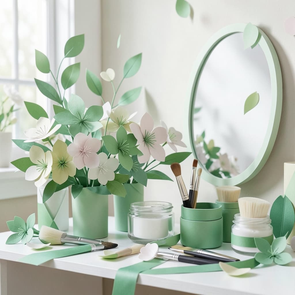 Papieren bloei styling met beauty- en salonsfeer