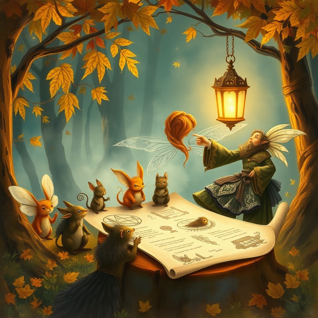 Sprookjesachtige herfstnatuur met magische elementen