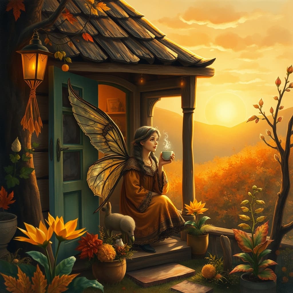 Magische herfstlandschap met sprookjesachtige sfeer