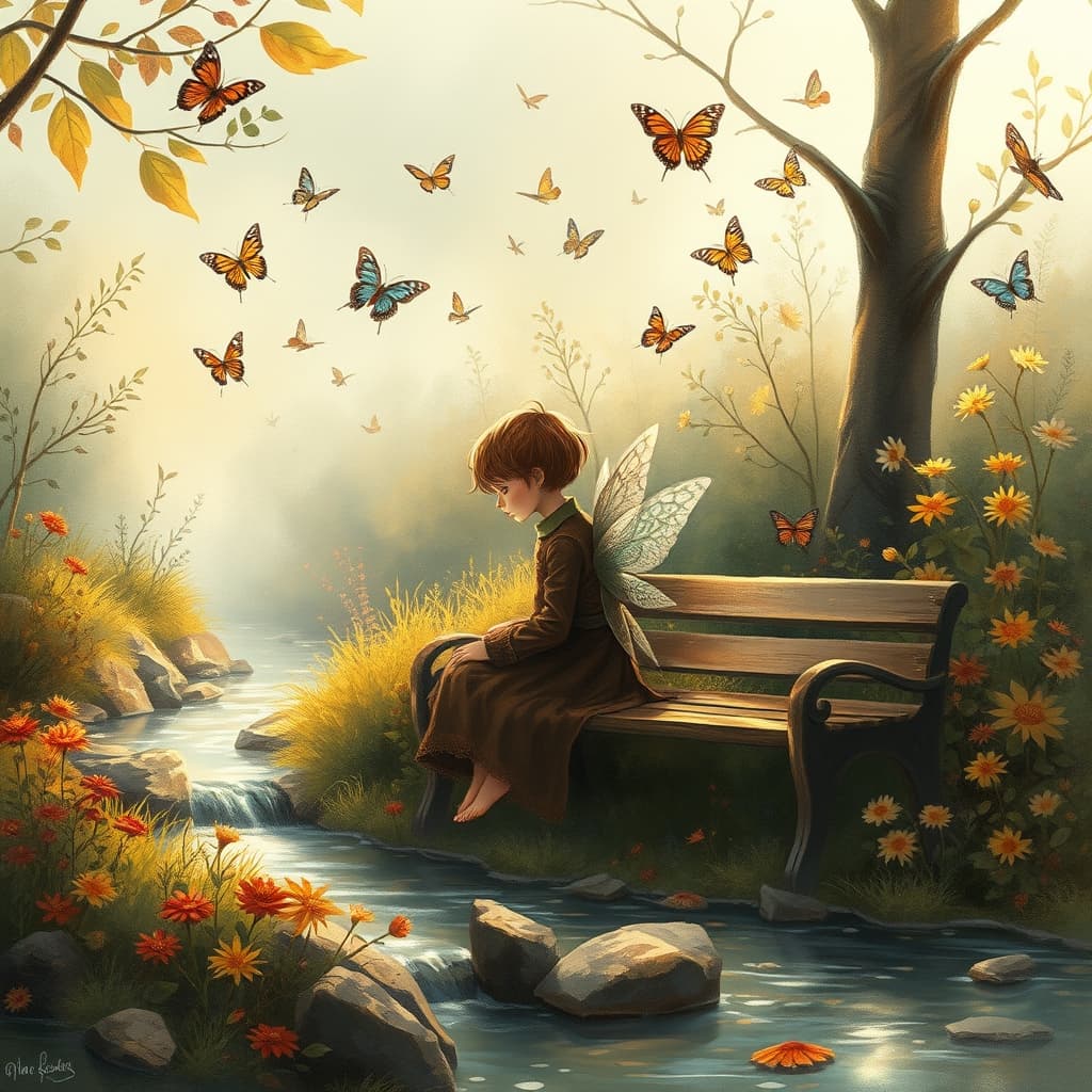 Magische herfstlandschap met sprookjesachtige sfeer