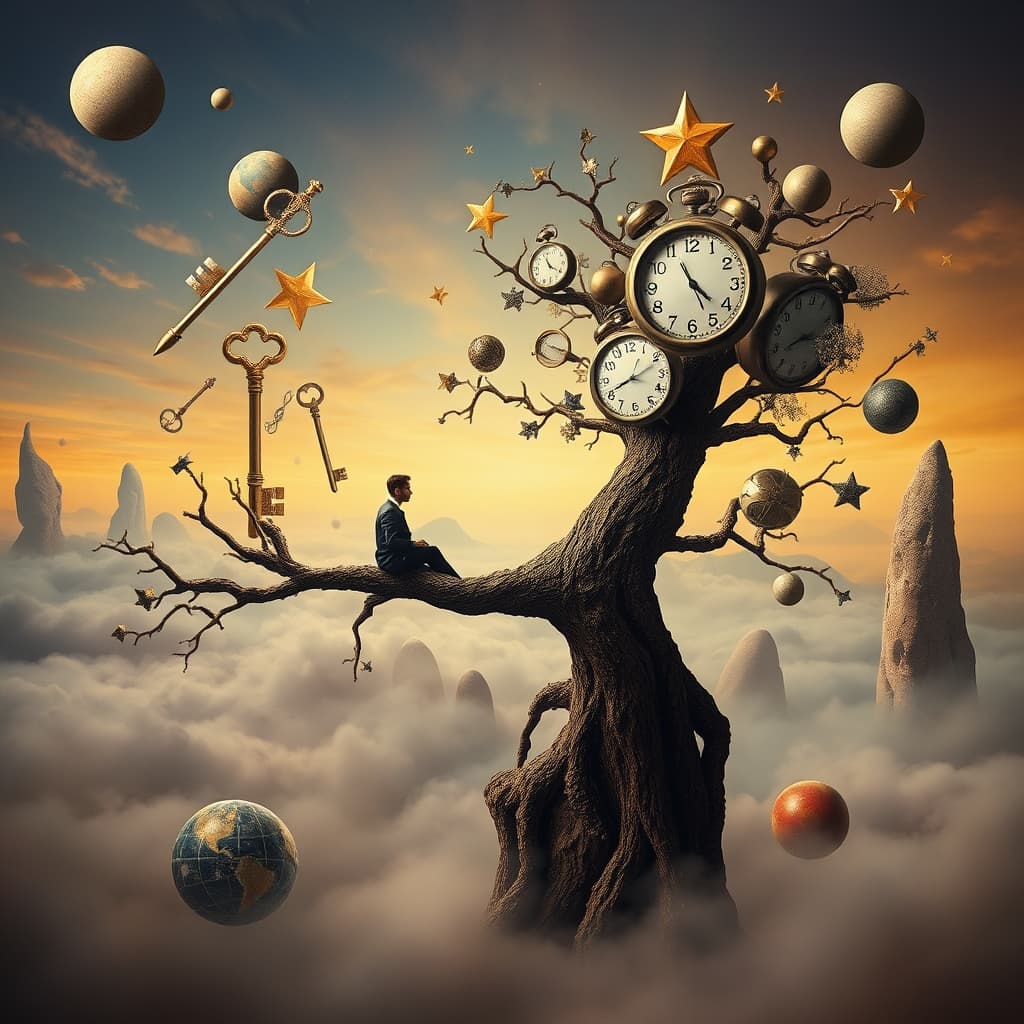 Droomachtige surrealistische stijl met mysterieuze elementen