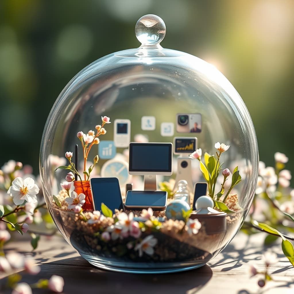 Lente terrarium compositie met groene elementen