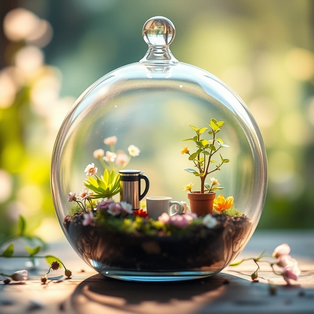 Terrarium kunst met groene compositie