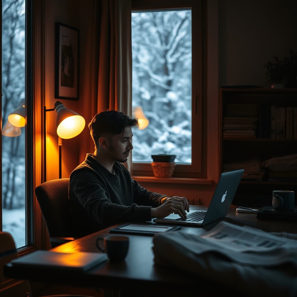 Gezellige winter kunst met warme sfeer