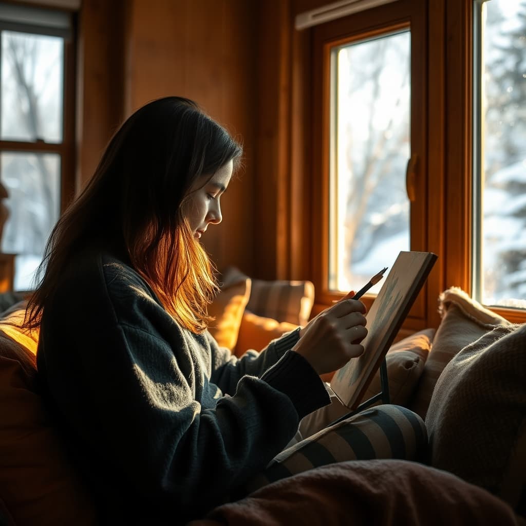 Gezellige winter kunst met warme uitstraling