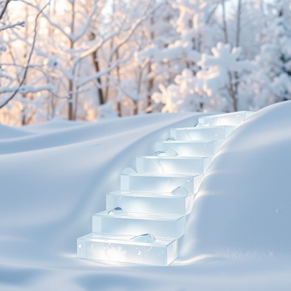 Kristallijne winterse compositie met ijs en sneeuw