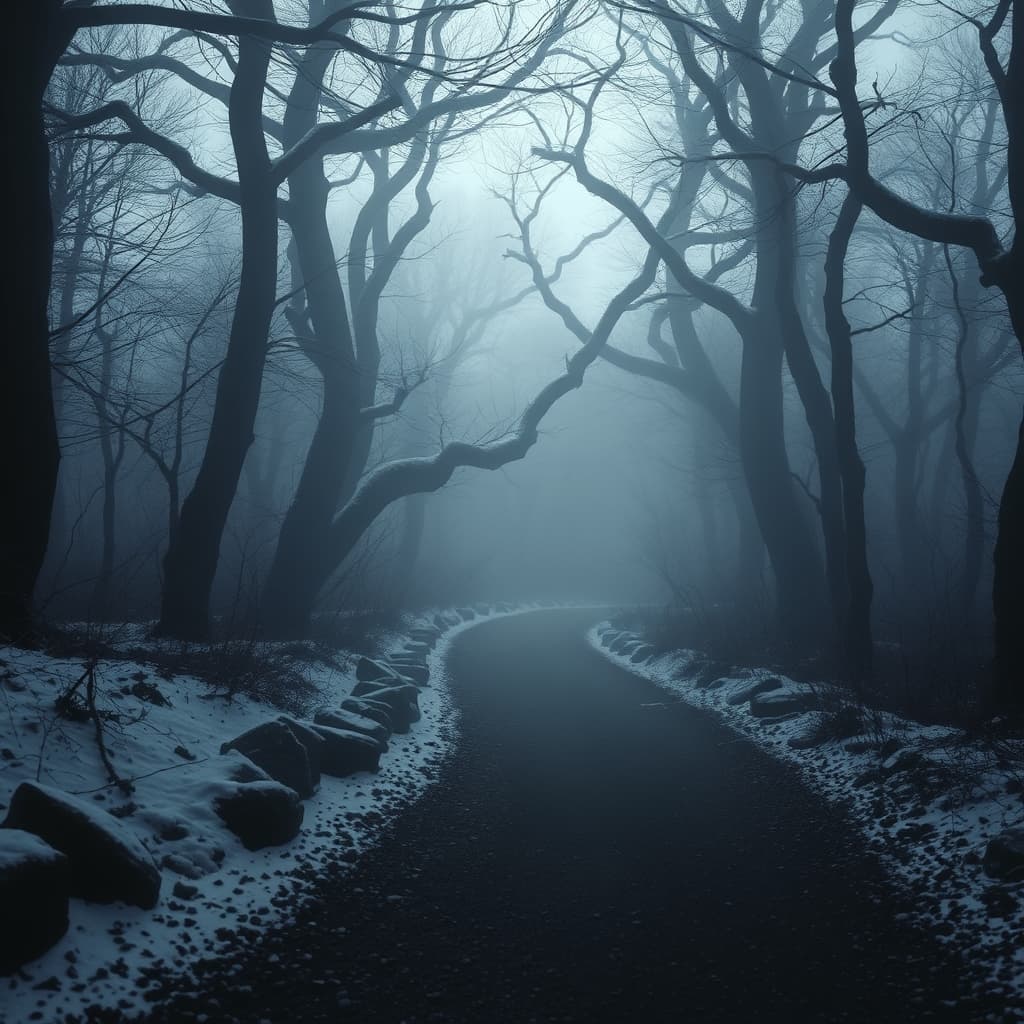 Mysterieuze winterse sfeer met mystieke elementen