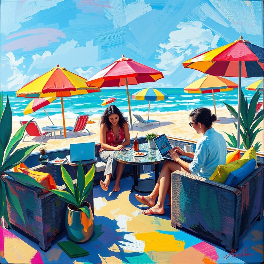 Zomer kunst met warme en levendige elementen