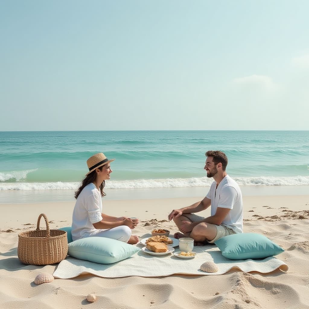 Een coastal minimalisme compositie met rustige en elegante elementen