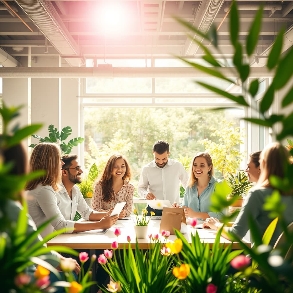 Spring-levend kunst met energieke lentetinten
