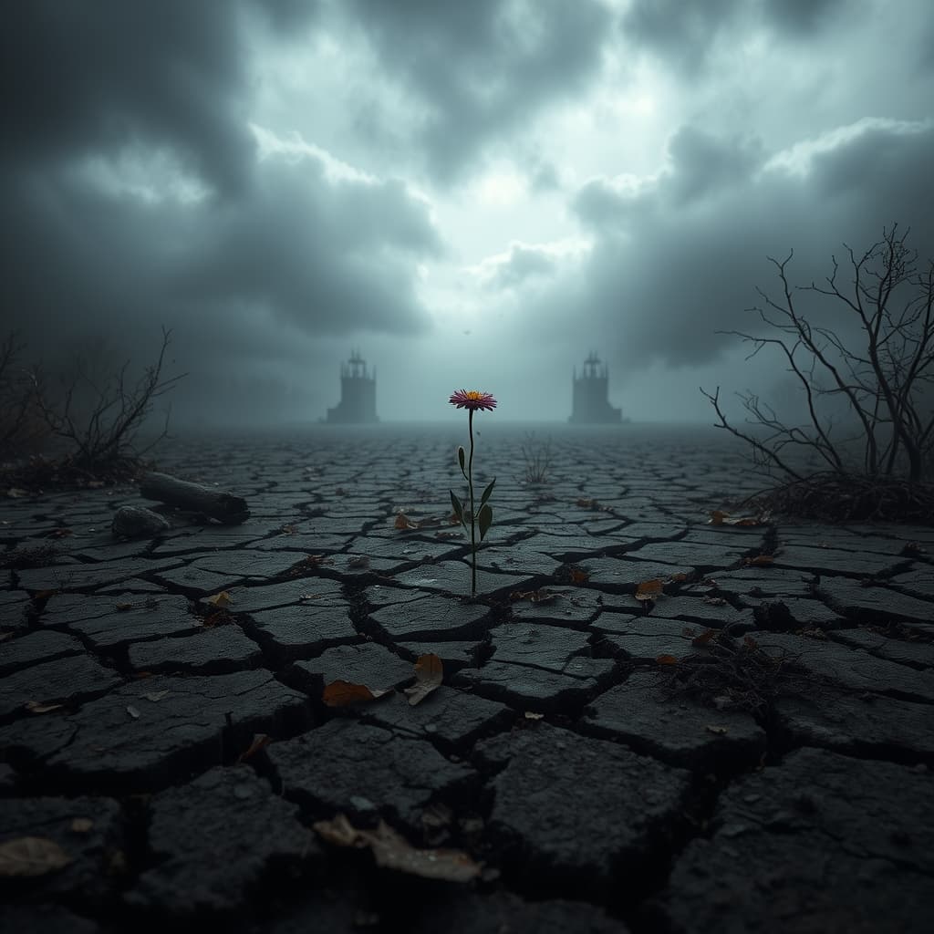 Verlaten herfstlandschap met verval elementen