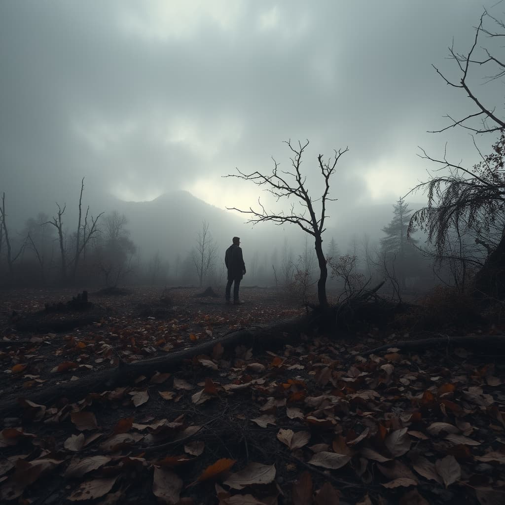 Verlaten herfstnatuur met verval sfeer