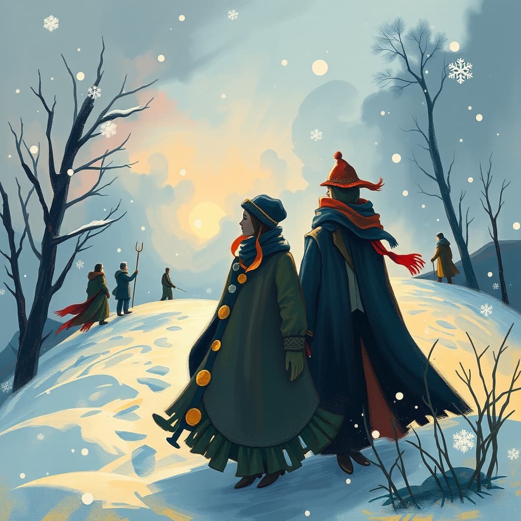 Koude winterlandschap met winterse elementen