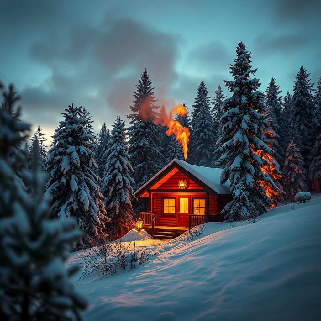 Gezellige winter kunst met warme compositie