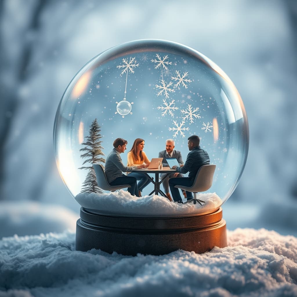 Winters sneeuwbol met magische elementen