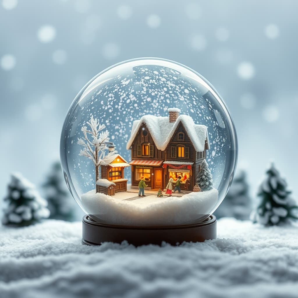 Winters sneeuwbol met magische elementen