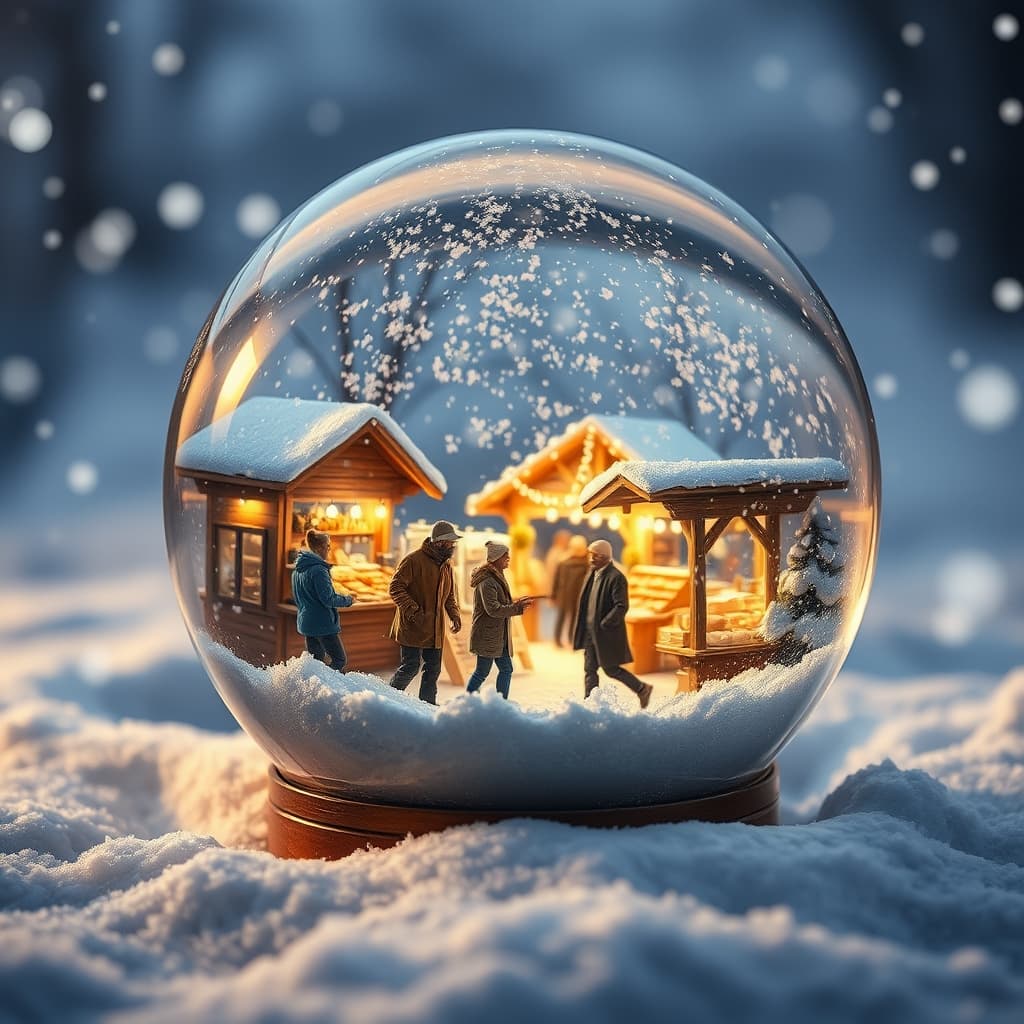 Sneeuwbol winter kunst met magische compositie