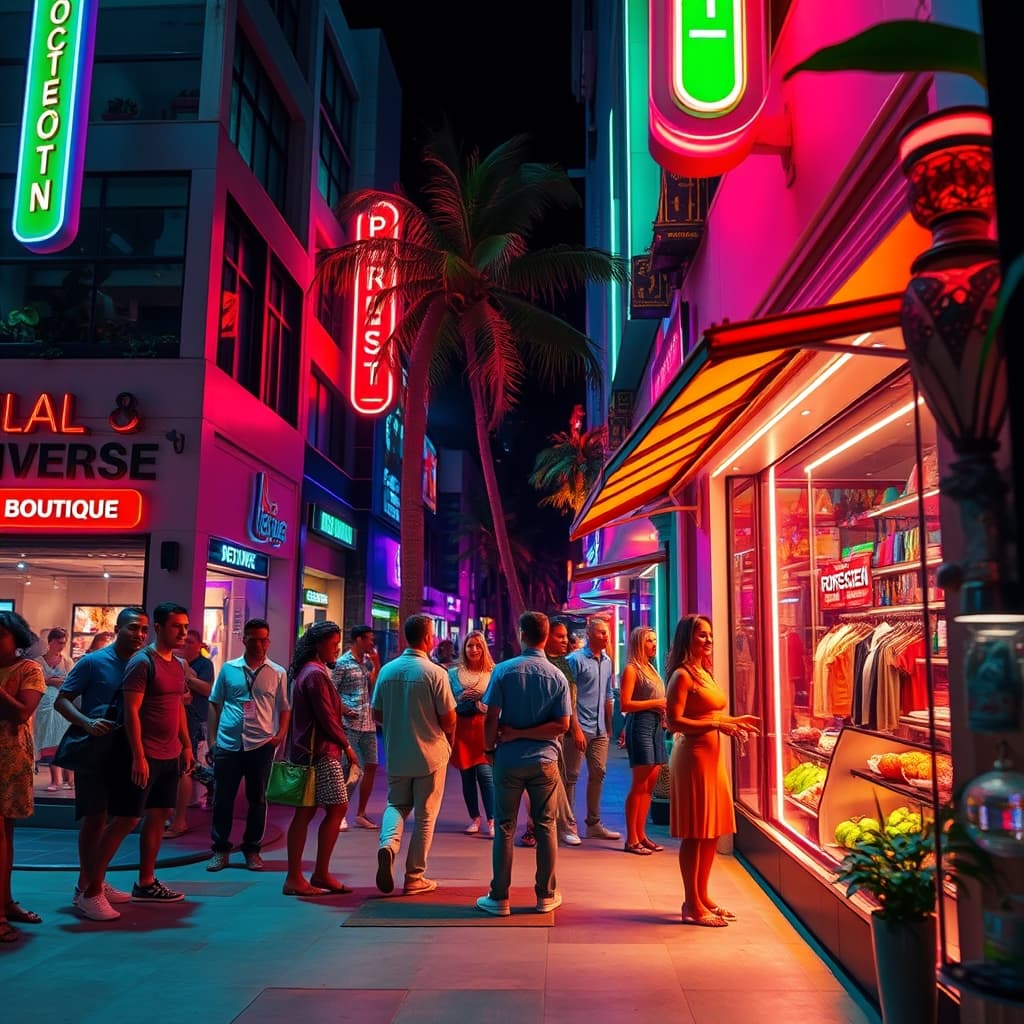 Een neon compositie met levendige en opvallende elementen