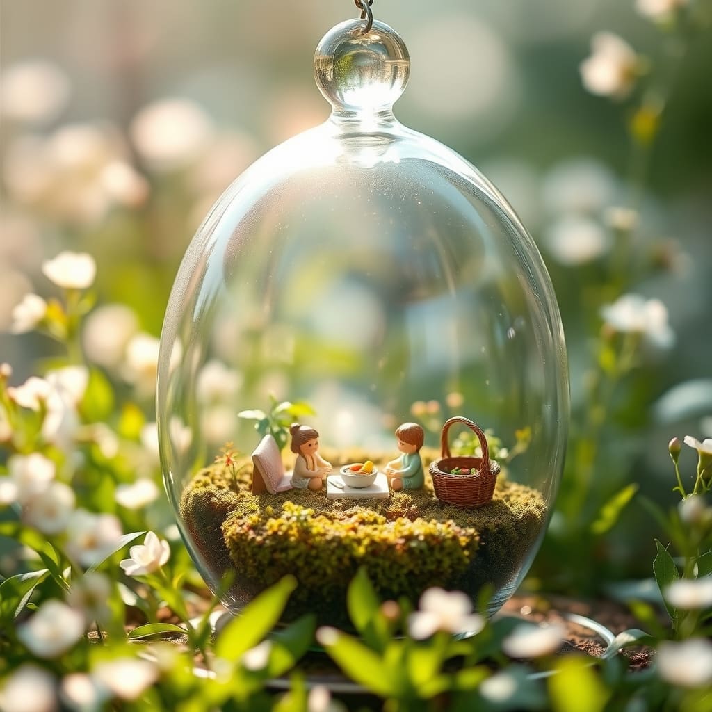 Terrarium kunst met groene uitstraling
