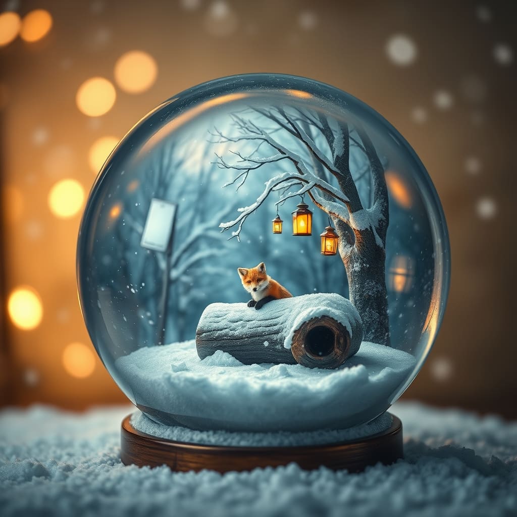 Sneeuwbol winter kunst met magische sfeer
