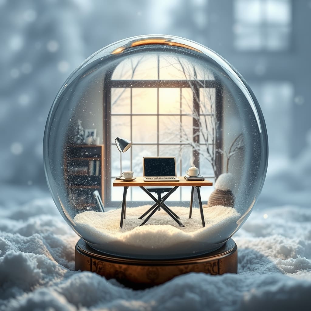 Winters sneeuwbol met magische compositie