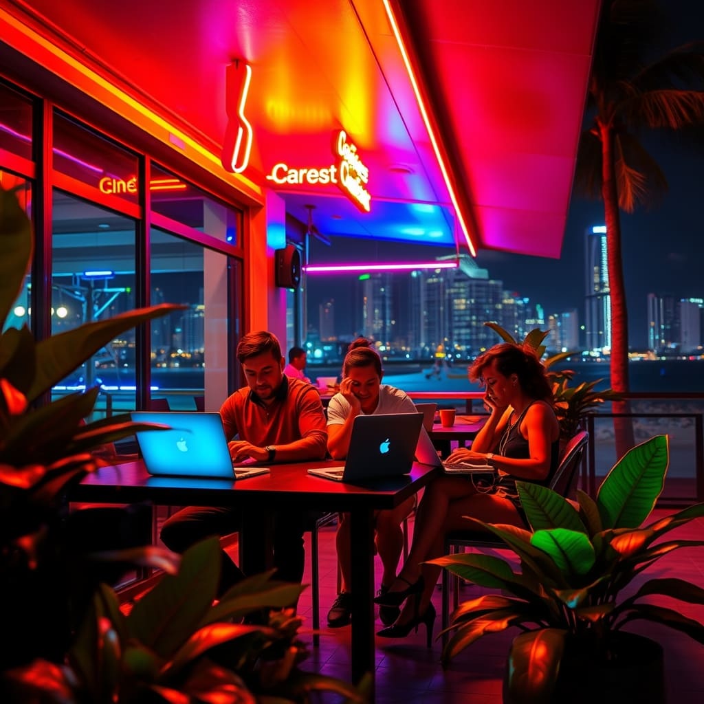 Neon kunst met levendige en opvallende uitstraling