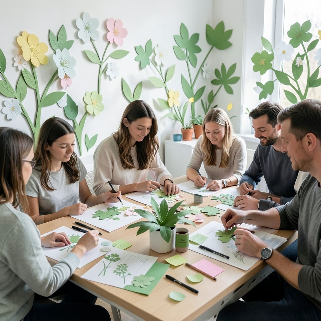 Papieren bloei beeld voor workshops en creatieve diensten