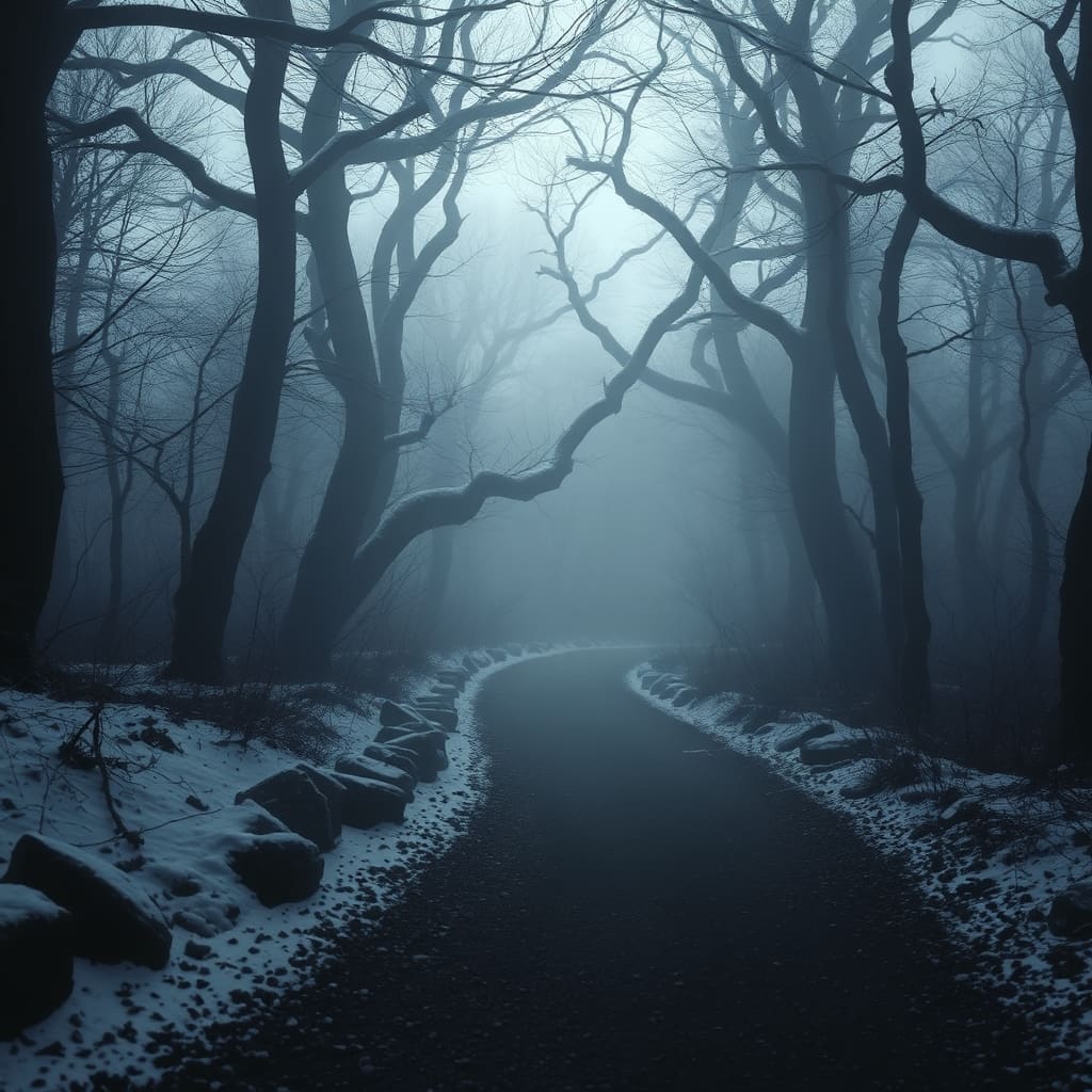 Mysterieuze winterse sfeer met mystieke elementen